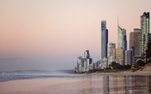 Surfers Paradise skyline on the Gold Coast at dawn